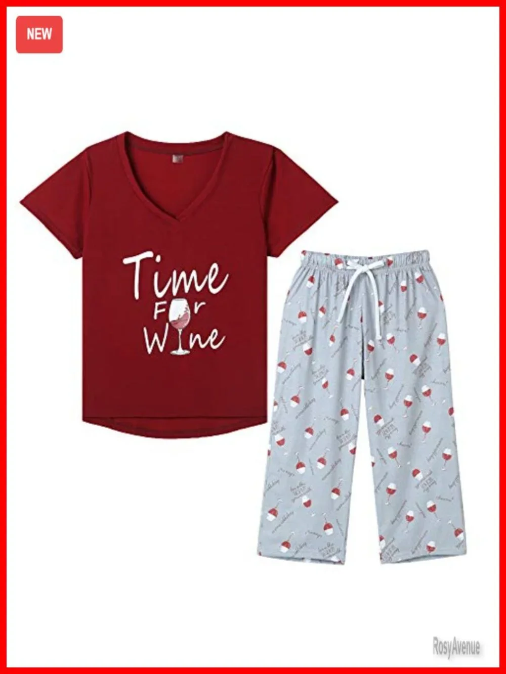 Women's Cartoon Print Pajama Set Short Sleeve Top & Capri Pants